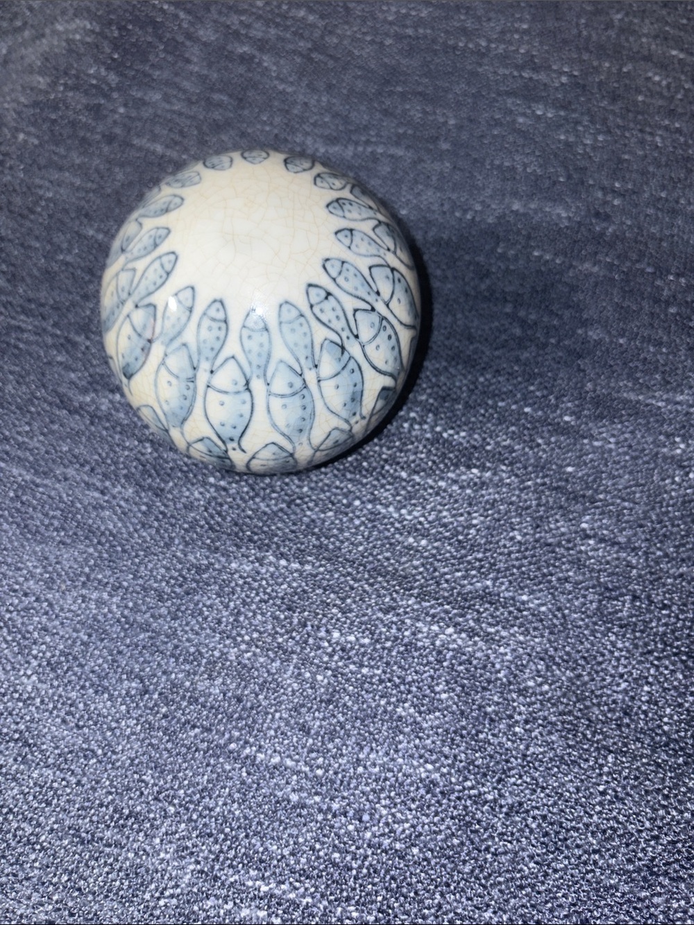 Decorative Crackle Glaze Ceramic Sphere in Cream and Blue